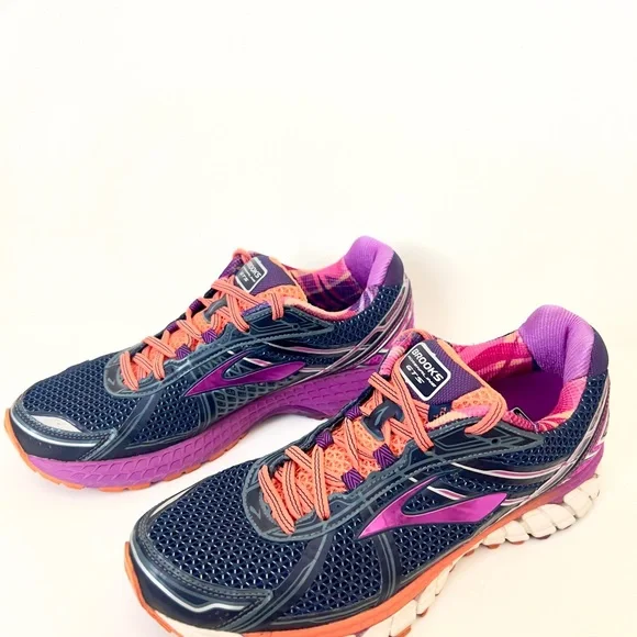 Brooks Adrenaline GTS 15 Women's Purple Orange Navy Athletic Running Shoes Sz 10 - Picture 2 of 7